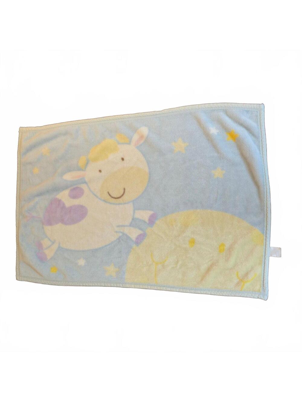 VTG Wamsutta Baby Throw Blanket Plush Fleece The Cow Jumped Over Moon Lovey